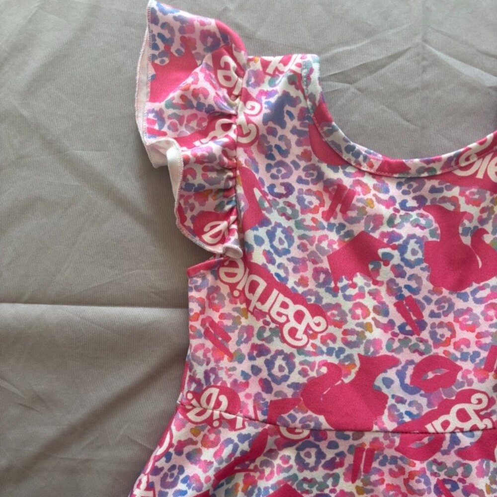 Pink Barbie Print Twirl Dress – Size 4